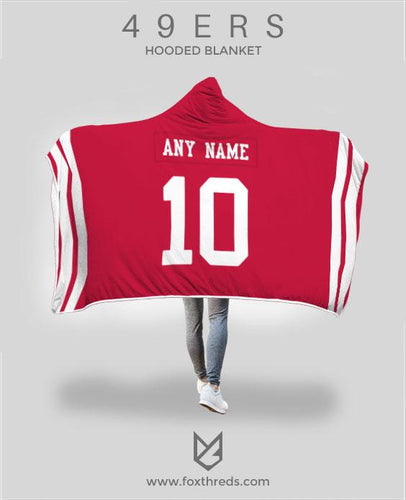 San Francisco 49ers Hooded Blanket - Personalized Any Name & Any Number