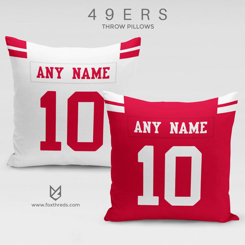San Francisco 49ers Pillow Front and Back - Personalized Select Any Name & Any Number