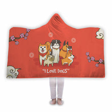 I Love Dogs Hooded Blanket