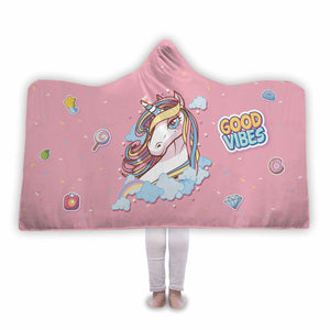 Unicorn Good Vibes Hooded Blanket