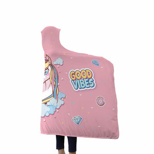 Unicorn Good Vibes Hooded Blanket