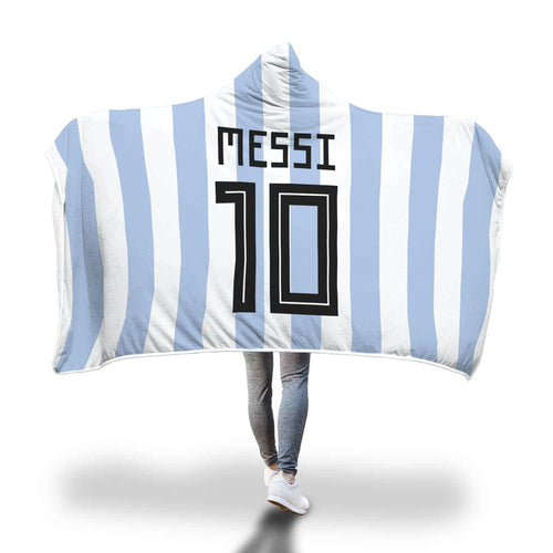 Lionel Messi Argentina Home Jersey 2018 Hooded Blanket - FIFA World Cup