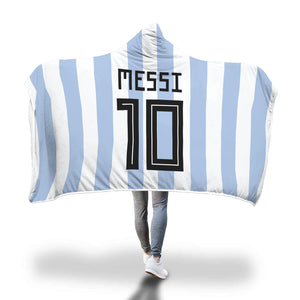 Lionel Messi Argentina Home Jersey 2018 Hooded Blanket - FIFA World Cup