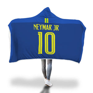 Neymar Junior Brazil Away Jersey 2018 Hooded Blanket - FIFA World Cup