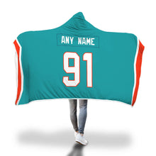 Miami Dolphins Hooded Blanket - Personalized Any Name & Any Number