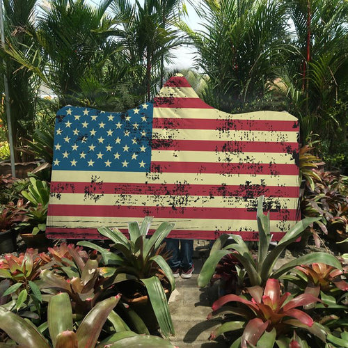American Flag Hooded Blanket