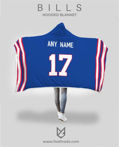 Buffalo Bills Hooded Blanket - Personalized Any Name & Any Number