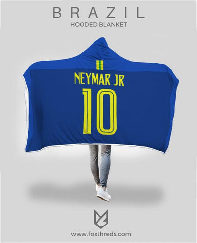 Neymar Junior Brazil Away Jersey 2018 Hooded Blanket - FIFA World Cup