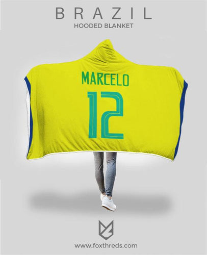 Marcelo Vieira Brazil Home Jersey 2018 Hooded Blanket - FIFA World Cup