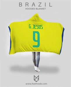 Gabriel Jesus Brazil Home Jersey 2018 Hooded Blanket - FIFA World Cup