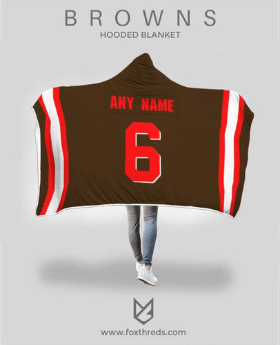 Cleveland Browns Hooded Blanket - Personalized Any Name & Any Number