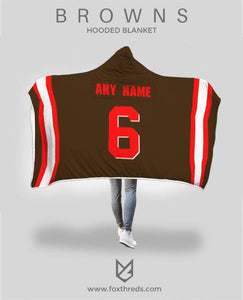 Cleveland Browns Hooded Blanket - Personalized Any Name & Any Number