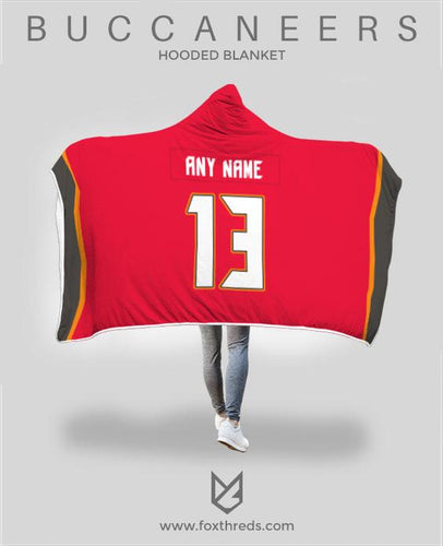 Tampa Bay Buccaneers Hooded Blanket - Personalized Any Name & Any Number