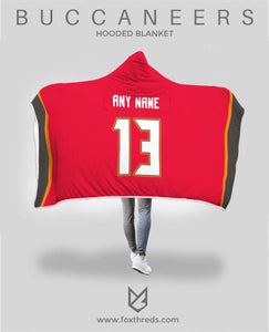 Tampa Bay Buccaneers Hooded Blanket - Personalized Any Name & Any Number