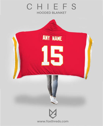 Kansas City Chiefs Hooded Blanket - Personalized Any Name & Any Number