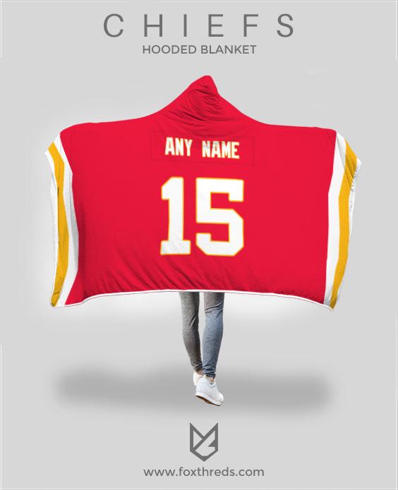 Kansas City Chiefs Hooded Blanket - Personalized Any Name & Any Number
