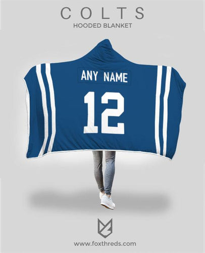 Indianapolis Colts Hooded Blanket - Personalized Any Name & Any Number