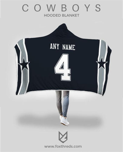 Dallas Cowboys Hooded Blanket - Personalized Any Name & Any Number