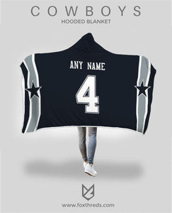 Dallas Cowboys Hooded Blanket - Personalized Any Name & Any Number