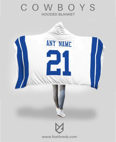 Dallas Cowboys Hooded Blanket - Personalized Any Name & Any Number