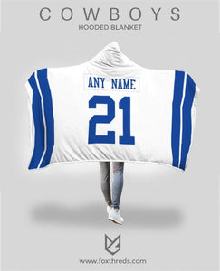 Dallas Cowboys Hooded Blanket - Personalized Any Name & Any Number