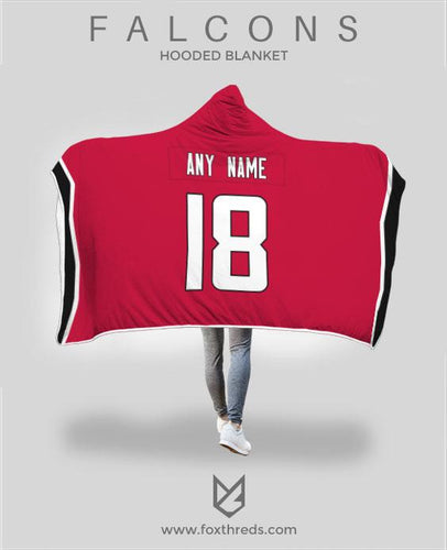 Atlanta Falcons Hooded Blanket - Personalized Any Name & Any Number