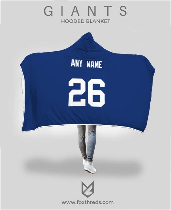 New York Giants Hooded Blanket - Personalized Any Name & Any Number