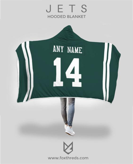 New York Jets Hooded Blanket - Personalized Any Name & Any Number