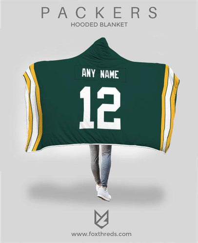 Green Bay Packers Hooded Blanket - Personalized Any Name & Any Number