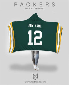 Green Bay Packers Hooded Blanket - Personalized Any Name & Any Number