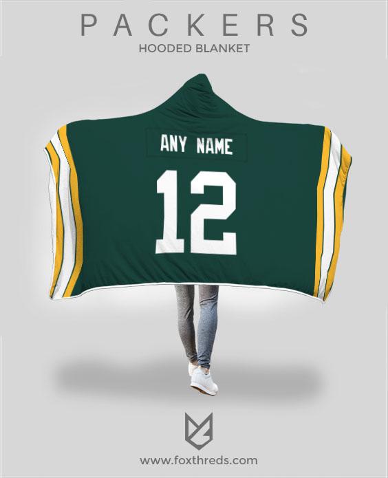 Green Bay Packers Hooded Blanket - Personalized Any Name & Any Number