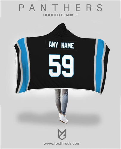 Carolina Panthers Hooded Blanket - Personalized Any Name & Any Number