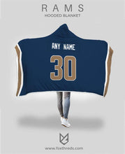 Los Angeles Rams Hooded Blanket - Personalized Any Name & Any Number