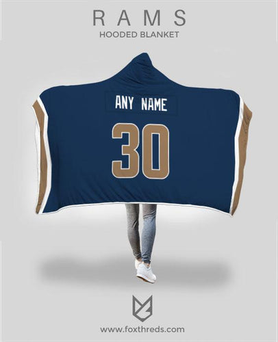 Los Angeles Rams Hooded Blanket - Personalized Any Name & Any Number
