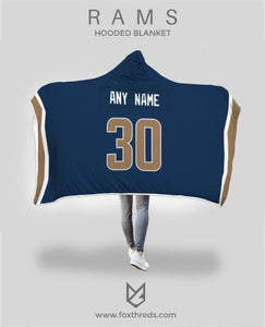 Los Angeles Rams Hooded Blanket - Personalized Any Name & Any Number