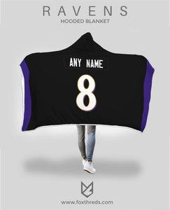 Baltimore Ravens Hooded Blanket - Personalized Any Name & Any Number