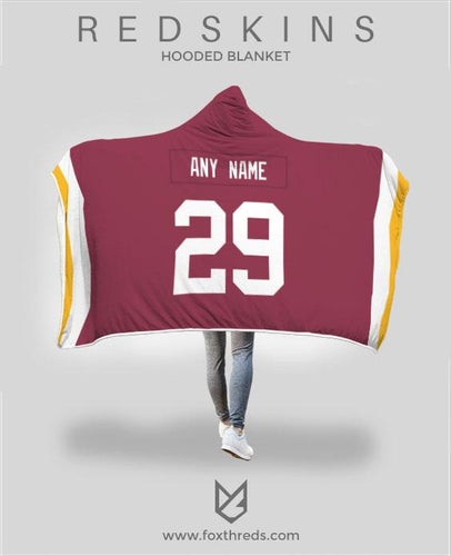 Washington Redskins Hooded Blanket - Personalized Any Name & Any Number