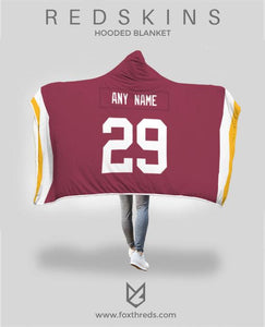 Washington Redskins Hooded Blanket - Personalized Any Name & Any Number