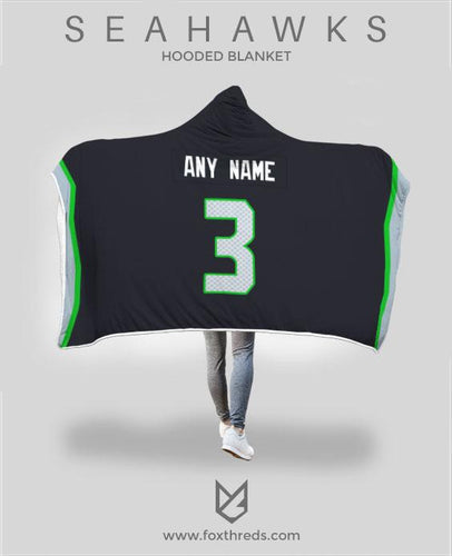 Seattle Seahawks Hooded Blanket - Personalized Any Name & Any Number