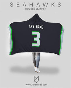 Seattle Seahawks Hooded Blanket - Personalized Any Name & Any Number