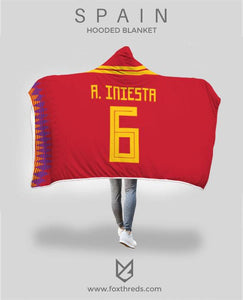 Andres Iniesta Spain Home Jersey 2018 Hooded Blanket - FIFA World Cup