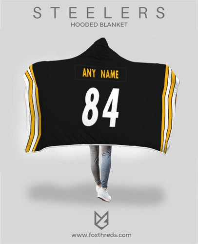 Pittsburgh Steelers Hooded Blanket - Personalized Any Name & Any Number