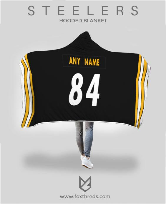 Pittsburgh Steelers Hooded Blanket - Personalized Any Name & Any Number