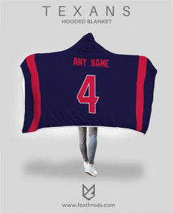Houston Texans Hooded Blanket - Personalized Any Name & Any Number