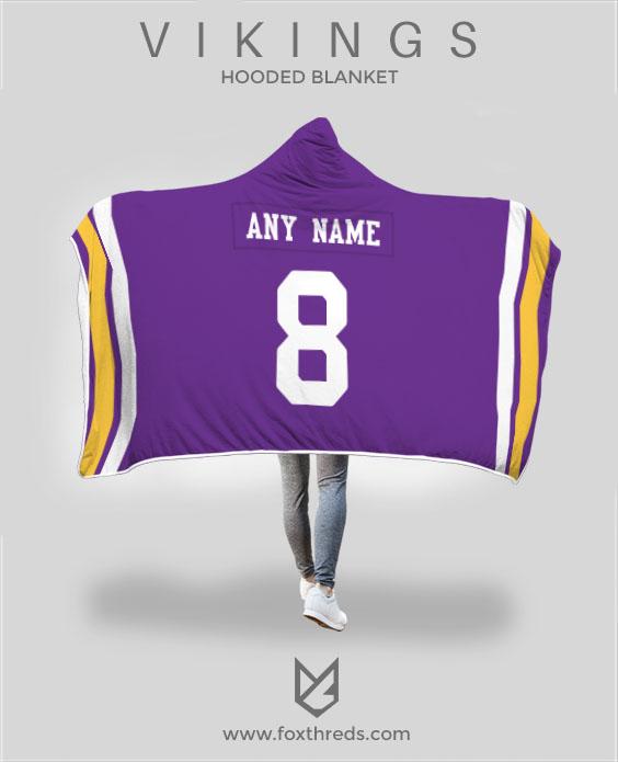 Minnesota Vikings Hooded Blanket - Personalized Any Name & Any Number