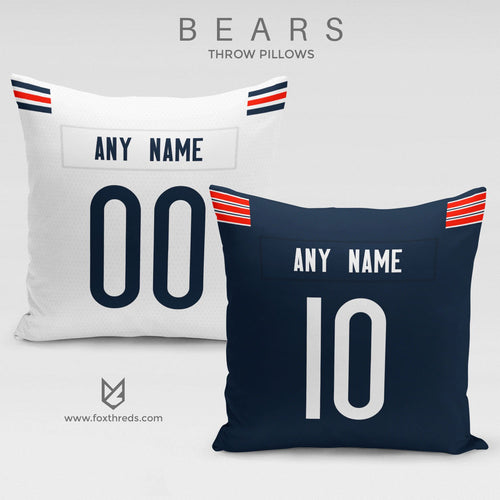 Chicago Bears Pillow Front and Back - Personalized Select Any Name & Any Number