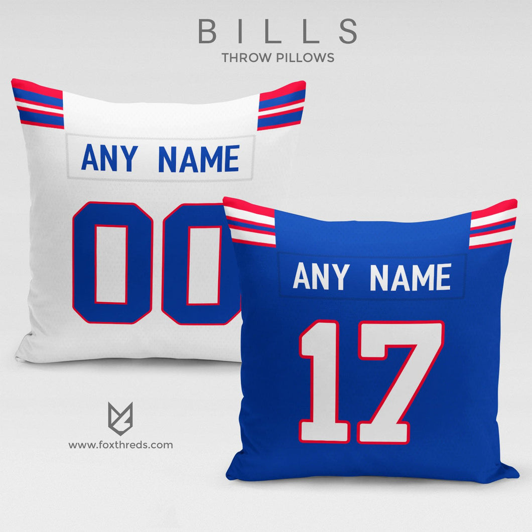 Buffalo Bills Pillow Front and Back - Personalized Select Any Name & Any Number