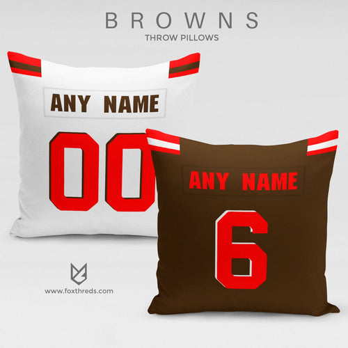 Cleveland Browns Pillow Front and Back - Personalized Select Any Name & Any Number