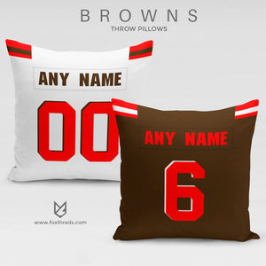 Cleveland Browns Pillow Front and Back - Personalized Select Any Name & Any Number