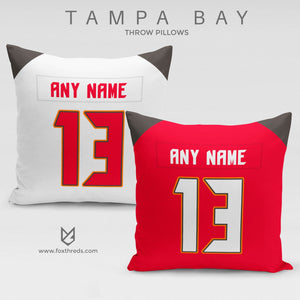 Tampa Bay Buccaneers Pillow Front and Back - Personalized Select Any Name & Any Number